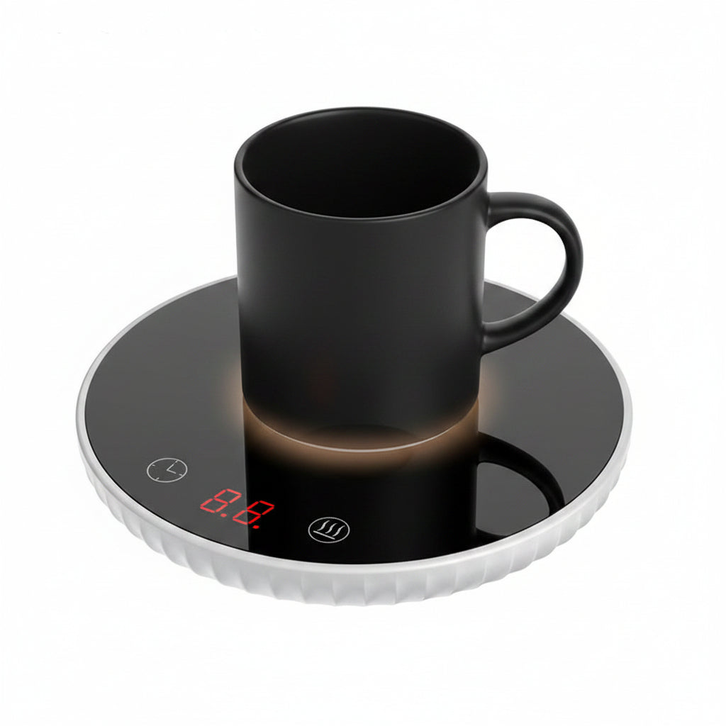 Black electric hot plate with digital display on a white background, labeled 110V US.